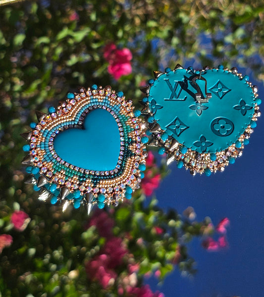 Teal Rose Gold Spike Hearts 🩵