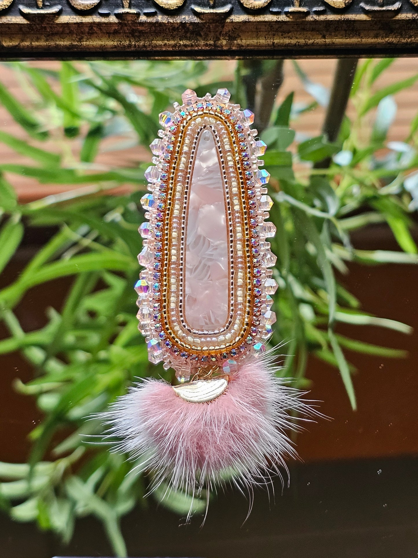 Pink Marble Fur Pom 💖