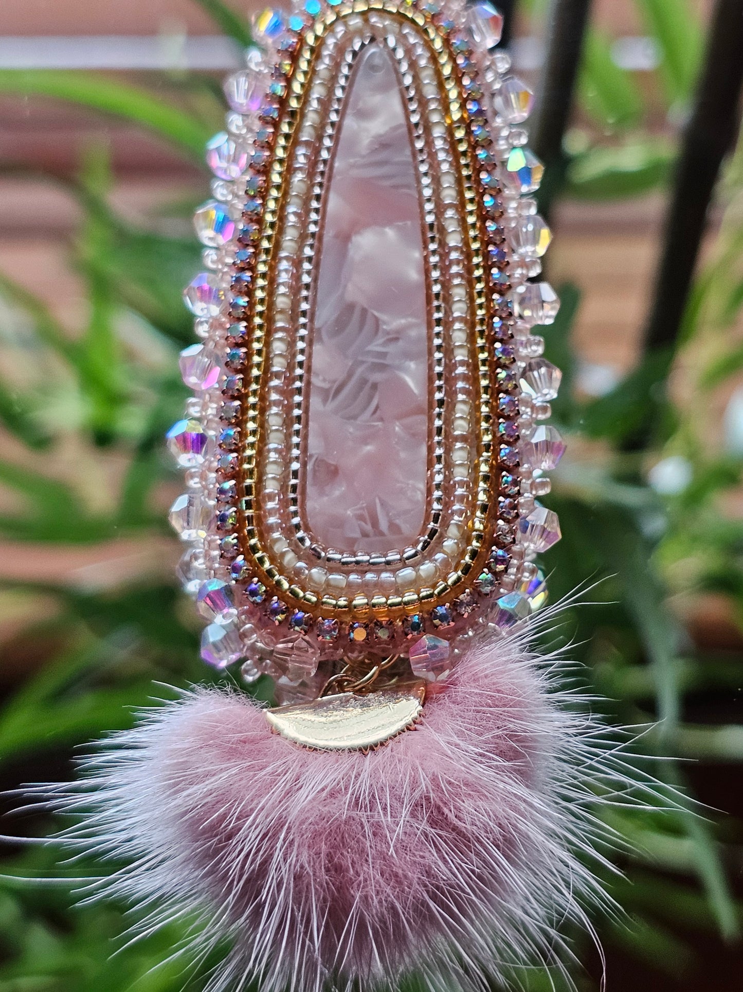 Pink Marble Fur Pom 💖