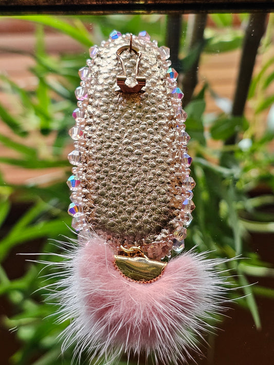 Pink Marble Fur Pom 💖